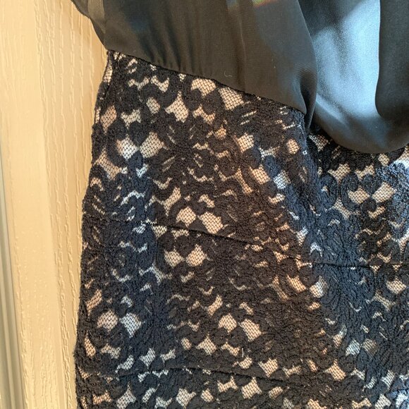 Sweet Storm Black & Nude Lace Mini Dress - Size Large - Party Holiday Classy - Picture 3 of 13